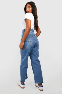 Plus Lockere Mittelblaue Jeans Mit Geradem Bein -Plus Jane Stil Geschaft gzz50958 mid20wash xl 1