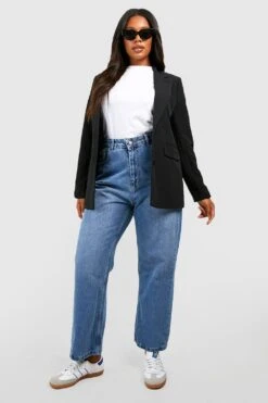 Plus Lockere Mittelblaue Jeans Mit Geradem Bein -Plus Jane Stil Geschaft gzz50958 mid20wash xl 2