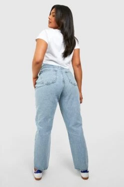 Plus Gerade Jeans Mit Acid-Waschung Und Hohem Bund -Plus Jane Stil Geschaft gzz50961 acid20wash20light20blue xl 1