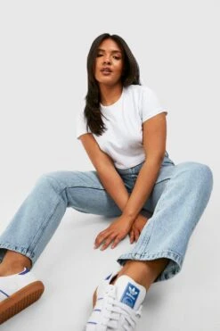 Plus Gerade Jeans Mit Acid-Waschung Und Hohem Bund -Plus Jane Stil Geschaft gzz50961 acid20wash20light20blue xl 2