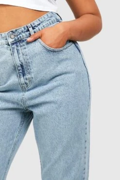 Plus Gerade Jeans Mit Acid-Waschung Und Hohem Bund -Plus Jane Stil Geschaft gzz50961 acid20wash20light20blue xl 3