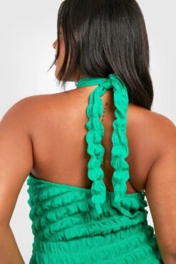 Plus Strukturiertes Neckholder-Midikleid -Plus Jane Stil Geschaft gzz51020 bright20green xl 3