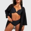 Plus Gehäkelter Strand-Kimono Mit Quasten-Saum -Plus Jane Stil Geschaft gzz51653 black xl