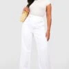 Plus Gerade Jeans Mit überkreuztem Bund 1 Plus Gerade Jeans Mit überkreuztem Bund -Plus Jane Stil Geschaft gzz51877 white xl