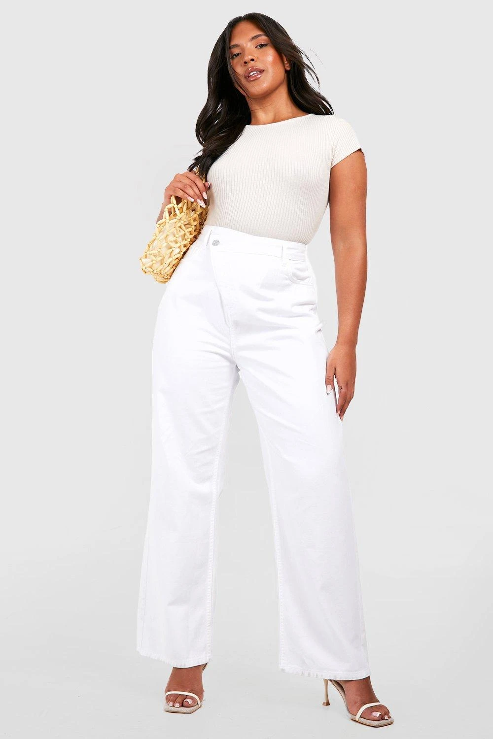 Plus Gerade Jeans Mit überkreuztem Bund 3 Plus Gerade Jeans Mit überkreuztem Bund