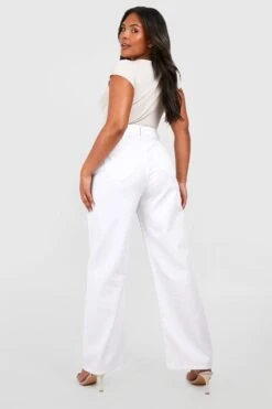 Plus Gerade Jeans Mit überkreuztem Bund 7 Plus Gerade Jeans Mit überkreuztem Bund -Plus Jane Stil Geschaft gzz51877 white xl 1