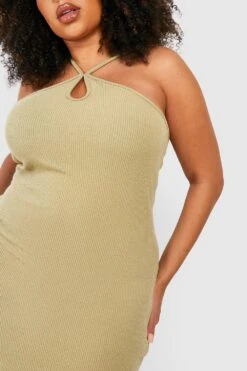 Plus Geripptes Maxikleid Mit Cut-Out Detail -Plus Jane Stil Geschaft gzz52260 sage xl 3