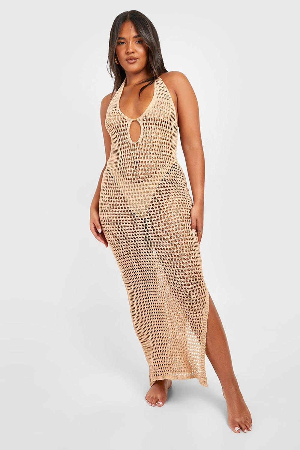 Plus Gehäkeltes Neckholder-Midikleid 3 Plus Gehäkeltes Neckholder-Midikleid