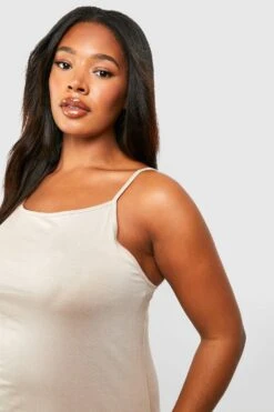 Plus Jersey-Midikleid Mit Schlitz -Plus Jane Stil Geschaft gzz52662 sand xl 3