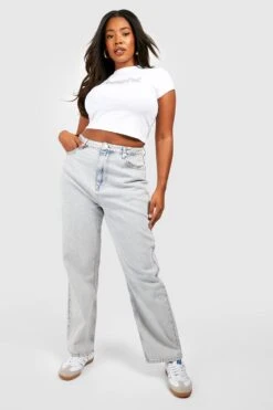 Plus Gerade Jeans Mit Acid-Waschung