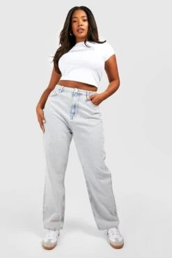 Plus Gerade Jeans Mit Acid-Waschung -Plus Jane Stil Geschaft gzz52947 acid20wash20light20blue xl 2