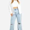 Plus Gerade Jeans Mit Riss Am Knie -Plus Jane Stil Geschaft gzz52948 denim blue xl