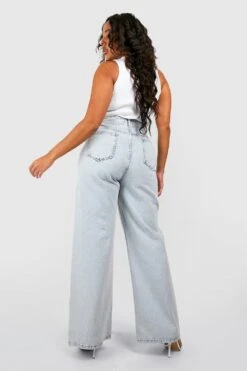 Plus Slim-Fit Jeans Mit Weitem Bein Und Knöpfen -Plus Jane Stil Geschaft gzz52952 bleach20wash xl 1