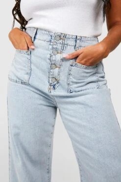 Plus Slim-Fit Jeans Mit Weitem Bein Und Knöpfen -Plus Jane Stil Geschaft gzz52952 bleach20wash xl 3