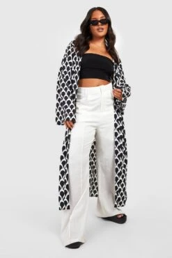 Plus Maxi-Kimono Mit Print