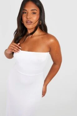 Plus Jersey Strand Bandeau-Maxikleid -Plus Jane Stil Geschaft gzz53139 white xl 3