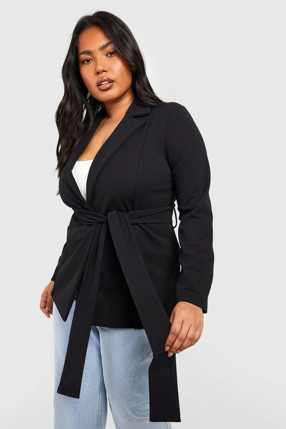 Plus Jersey-Blazer Mit Geschnürter Taille 3 Plus Jersey-Blazer Mit Geschnürter Taille