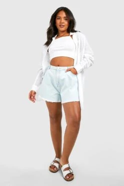 Plus Jeansrock Mit Ausgefranstem Saum -Plus Jane Stil Geschaft gzz53600 light20wash xl 2