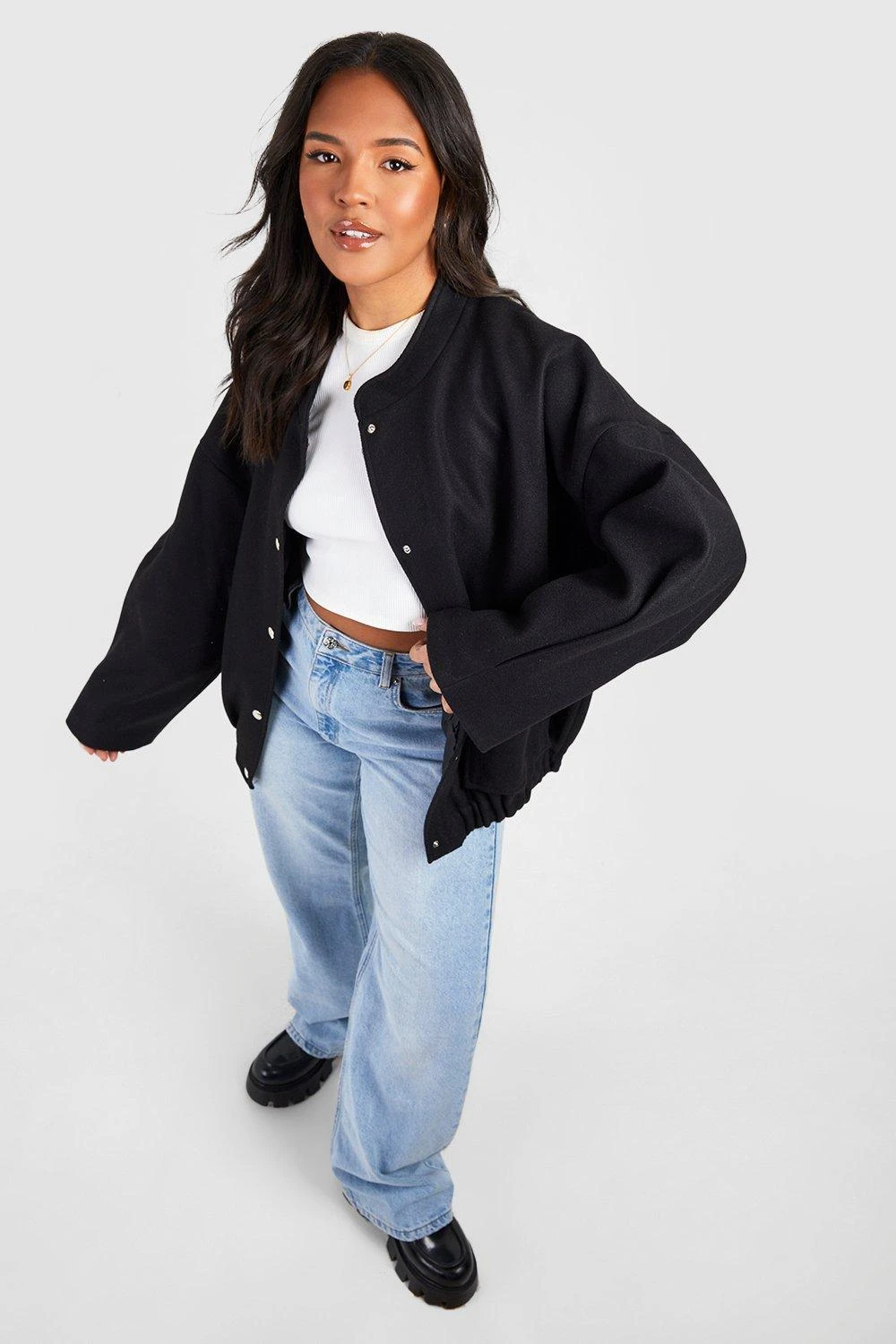 Plus Oversize Bomberjacke In Wolloptik 5 Plus Oversize Bomberjacke In Wolloptik – Bild 3