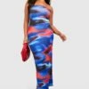 Plus Bandeau-Maxikleid Mit Marmor-Print -Plus Jane Stil Geschaft gzz55175 multi xl