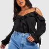 Plus Schulterfreies Oberteil Mit Rüschen 1 Plus Schulterfreies Oberteil Mit Rüschen -Plus Jane Stil Geschaft gzz55286 black xl