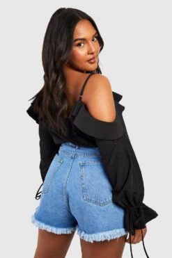 Plus Schulterfreies Oberteil Mit Rüschen -Plus Jane Stil Geschaft gzz55286 black xl 1