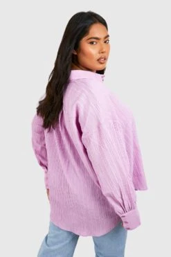 Plus Strukturiertes Oversize Hemd 7 Plus Strukturiertes Oversize Hemd -Plus Jane Stil Geschaft gzz55347 lilac xl 1