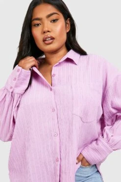Plus Strukturiertes Oversize Hemd 9 Plus Strukturiertes Oversize Hemd -Plus Jane Stil Geschaft gzz55347 lilac xl 3