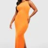 Plus Maxikleid Mit Seitenschlitz 1 Plus Maxikleid Mit Seitenschlitz -Plus Jane Stil Geschaft gzz55811 orange xl