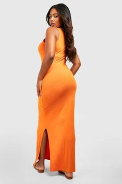Plus Maxikleid Mit Seitenschlitz -Plus Jane Stil Geschaft gzz55811 orange xl 1