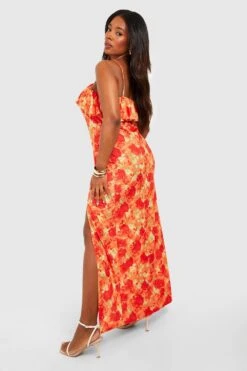 Plus Jersey-Maxikleid Mit Rüschen -Plus Jane Stil Geschaft gzz55814 orange xl 1