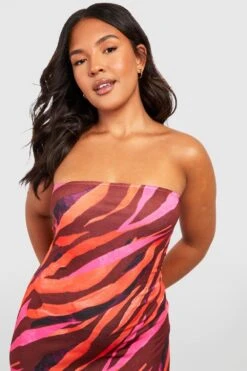 Plus Jersey Bandeau-Maxikleid Mit Zebraprint 9 Plus Jersey Bandeau-Maxikleid Mit Zebraprint -Plus Jane Stil Geschaft gzz55815 red xl 3