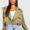 Plus Kurzer Trenchcoat 1 Plus Kurzer Trenchcoat -Plus Jane Stil Geschaft gzz56114 khaki xl