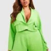 Plus Kurzer Blazer Aus Crepestoff Mit Taschen-Detail 1 Plus Kurzer Blazer Aus Crepestoff Mit Taschen-Detail -Plus Jane Stil Geschaft gzz56707 lime xl