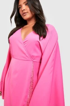 Plus Wickelkleid Mit Quasten-Saum 9 Plus Wickelkleid Mit Quasten-Saum -Plus Jane Stil Geschaft gzz57756 magenta xl 3