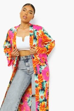 Plus Floraler Maxi-Kimono -Plus Jane Stil Geschaft pzz01840 orange xl 3