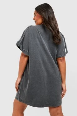 Plus T-Shirt Mit Acid-Waschung Und Schmetterlings-Print -Plus Jane Stil Geschaft pzz02018 charcoal xl 1