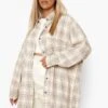 Plus Kariertes Oversize Hemd -Plus Jane Stil Geschaft pzz07344 beige xl