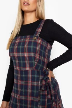 Plus Kariertes Wickel-Trägerkleid -Plus Jane Stil Geschaft pzz08609 navy xl 3