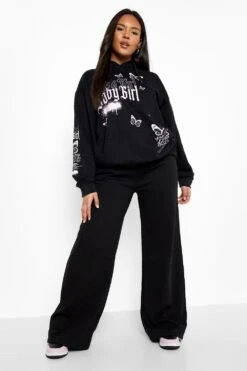 Plus Hoodie Mit Babygirl-Grafitti -Plus Jane Stil Geschaft pzz09571 black xl 2