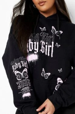 Plus Hoodie Mit Babygirl-Grafitti -Plus Jane Stil Geschaft pzz09571 black xl 3