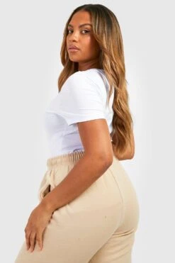 Plus Basic T-Shirt Mit V-Ausschnitt -Plus Jane Stil Geschaft pzz10044 white xl 1