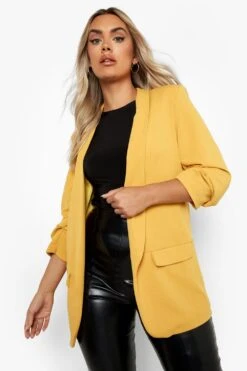 Plus Blazer Mit Gerafften Ärmeln