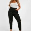 Plus Mom-Jeans Mit Hohem Bund Und Riss Am Knie -Plus Jane Stil Geschaft pzz10190 black xl
