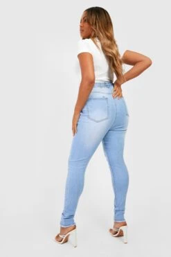Plus Zerrissene Skinny Jeans Mit Elastischem Bund -Plus Jane Stil Geschaft pzz10199 light20wash xl 1