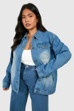 Plus Oversize Jeansjacke