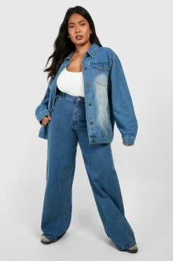 Plus Oversize Jeansjacke -Plus Jane Stil Geschaft pzz10200 mid20blue xl 2