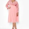 Plus Pailletten-Wickelkleid In Midi-Länge -Plus Jane Stil Geschaft pzz10414 rose xl