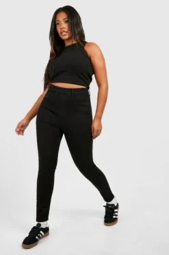 Plus Jeggings Mit Hohem Bund -Plus Jane Stil Geschaft pzz60686 black xl 2