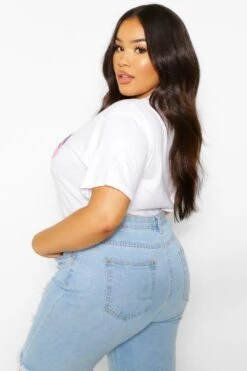 Plus T-Shirt Mit Regenbogen Lippen-Print 7 Plus T-Shirt Mit Regenbogen Lippen-Print -Plus Jane Stil Geschaft pzz61057 white xl 1